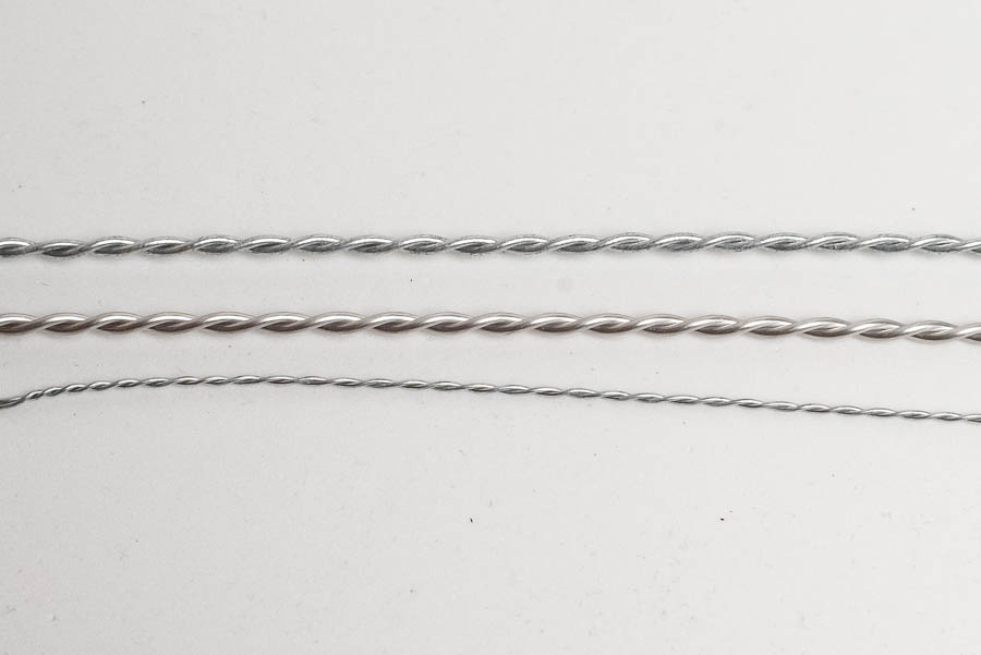 Different wires twisted with a drill for armatures