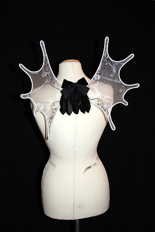 Backview of the wings on a dressform